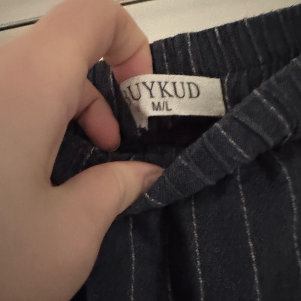 Buykud Women's Striped Gray Pants